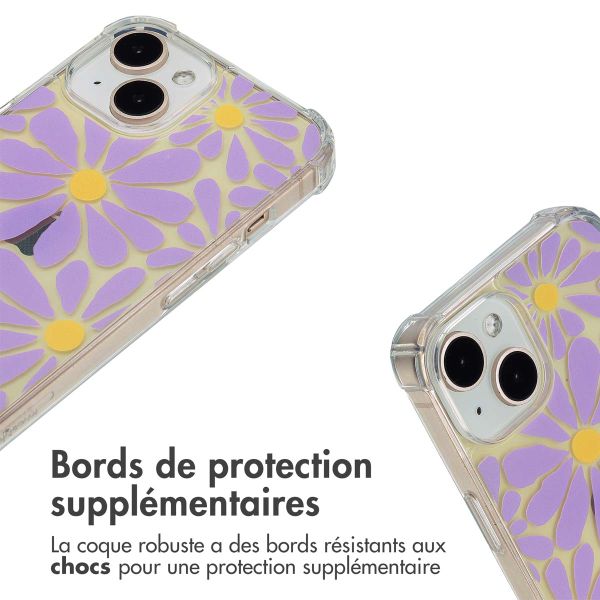 imoshion Coque Design avec cordon Apple iPhone 15 - Tropical Violet Flowers Connect