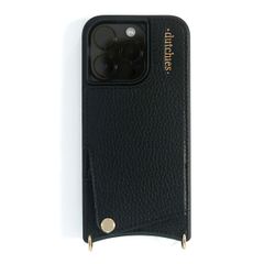 Dutchies Coque avec porte-cartes iPhone 16 Pro - Cordon de téléphone non inclus - Noir