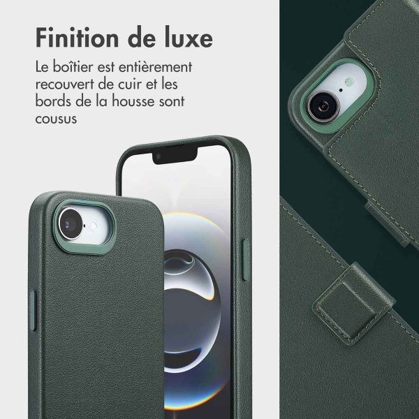 Accezz Étui de télephone portefeuille en cuir 2-en-1 avec MagSafe Apple iPhone 16e - Cedar Green