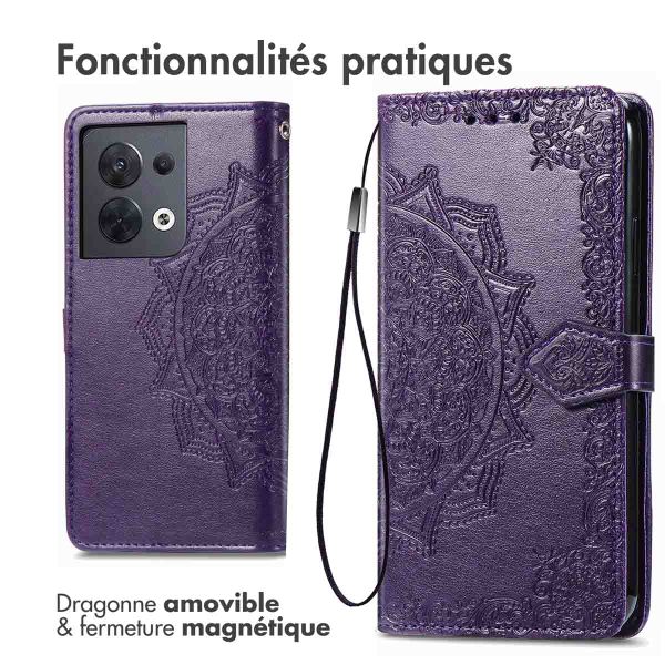 imoshion Etui de téléphone portefeuille Mandala Oppo Reno 8 5G - Violet