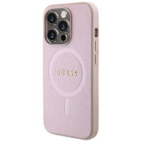 Guess Coque arrière Saffiano MagSafe iPhone 15 Pro - Rose