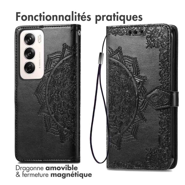 imoshion Etui de téléphone portefeuille Mandala Oppo Reno 12 - Noir