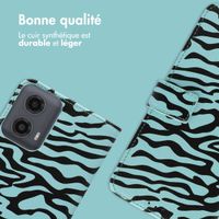 imoshion Étui de télephone portefeuille Design Motorola Moto G34 - Black Blue Stripes