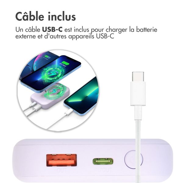 imoshion Batterie externe MagSafe - 10.000 mAh - Batterie externe sans fil - Lilac