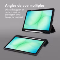 Accezz Coque tablette portefeuille Smart Silicone Samsung Galaxy Tab A11 Plus / A9 Plus - Noir