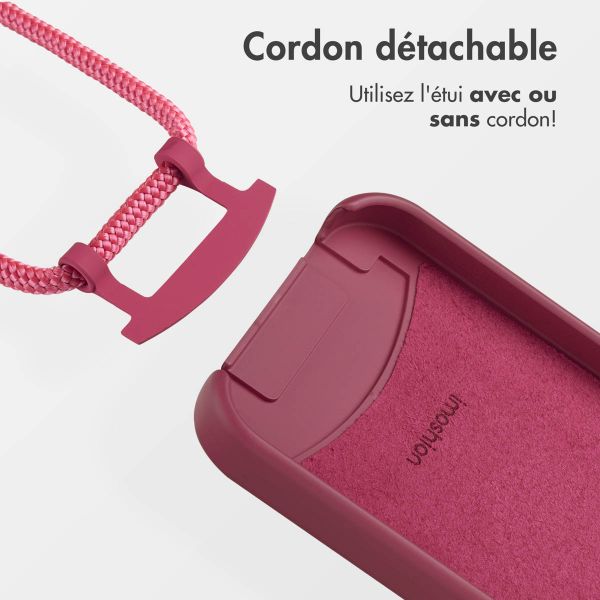 imoshion Coque arrière Color avec cordon amovible et MagSafe Apple iPhone 15 Pro - Raspberry
