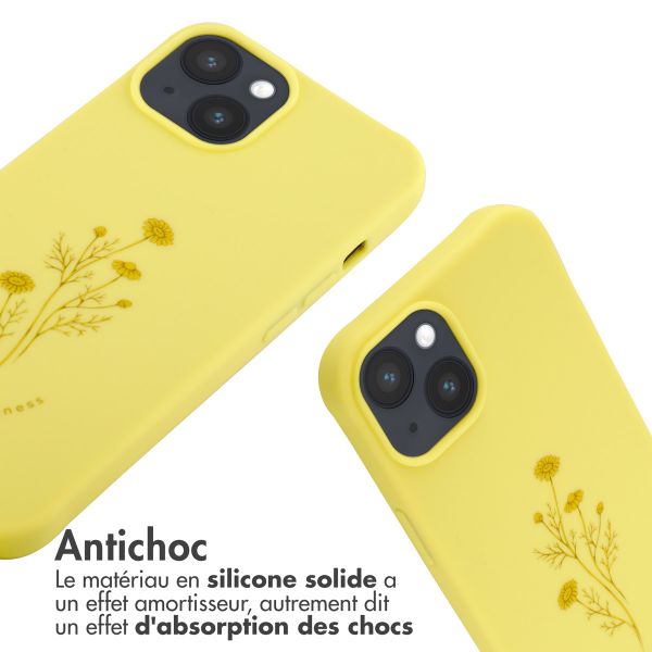 imoshion Coque design en silicone avec cordon iPhone 14 - Flower Yellow