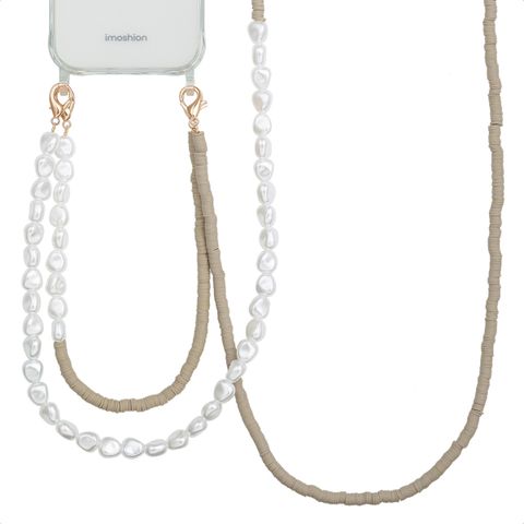 Selencia Ensemble de cordons pour téléphone avec perles et élastiques - Greige