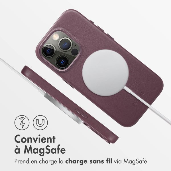 Accezz Coque arrière en cuir avec MagSafe Apple iPhone 15 Pro - Heath Purple