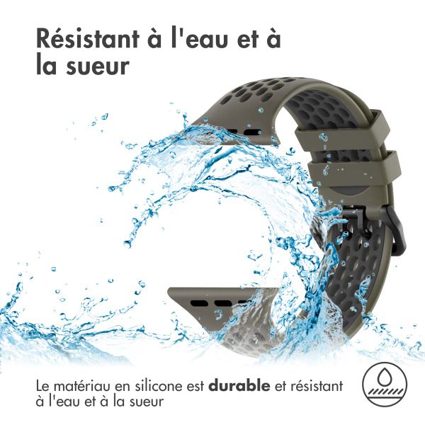 imoshion ﻿Boucle de bracelet de sport en silicone Apple Watch Series 1 á 10 / SE / Ultra (2) (44/45/46/49 mm) - Vert / Noir