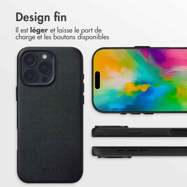 Accezz Coque arrière en cuir avec MagSafe iPhone 16 Pro Max - Onyx Black