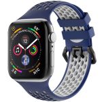 imoshion ﻿Boucle de bracelet de sport en silicone Apple Watch Series 1-9 / SE - 38/40/41 mm / Series 10 - 42 mm - Bleu foncé / Blanc