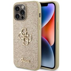 Guess Coque 4G Metal Logo Glitter Backcover Apple iPhone 15 Pro Max - Dorée