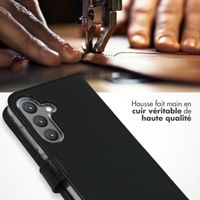 Selencia Étui portefeuille en cuir véritable Samsung Galaxy S24 - Noir
