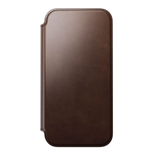 Nomad Étui de style livre folio moderne en cuir Horween avec MagSafe Apple iPhone 17 Pro Max - Rustic Brown