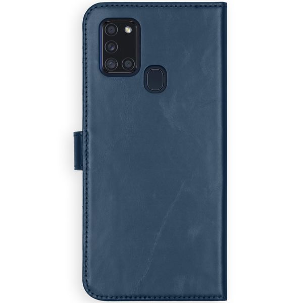 Selencia Étui portefeuille en cuir véritable Samsung Galaxy A21s - Bleu