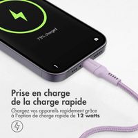 imoshion ﻿Câble Lightning vers USB - Non MFi - Textile tressé - 1 mètre - Lilas