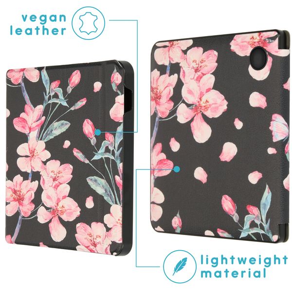 imoshion ﻿Design Slim Hard Sleepcover avec support Kobo Libra H2O - Blossom