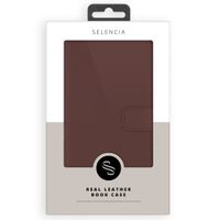 Selencia Étui portefeuille en cuir véritable Samsung Galaxy S25 - Marron foncé