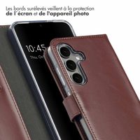 Selencia Étui de téléphone portefeuille en cuir véritable Samsung Galaxy S25 Plus - Brun foncé