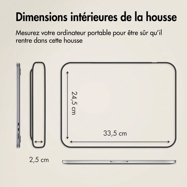 Accezz Pochette ordinateur Leather avec fermeture éclair 13-14 pouces - Cognac