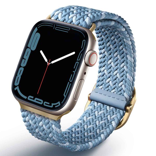 Uniq Bracelet tressé Aspen Designer Edition Apple Apple Watch Series 1 á 9 / SE (38/40/41 mm) | Series 10 (42 mm) - Bleu Céruléen