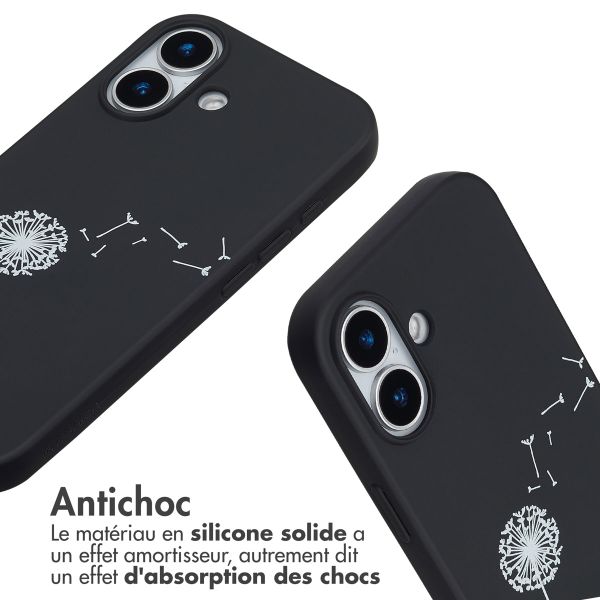 imoshion Coque design en silicone avec cordon Apple iPhone 17 - Dandelion Black