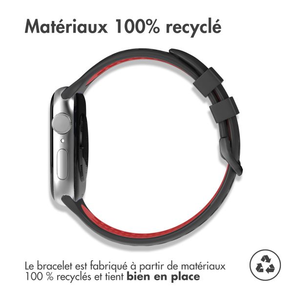 imoshion ﻿Boucle de bracelet de sport en silicone Apple Watch Series 1-9 / SE - 38/40/41 mm / Series 10 - 42 mm - Noir / Rouge