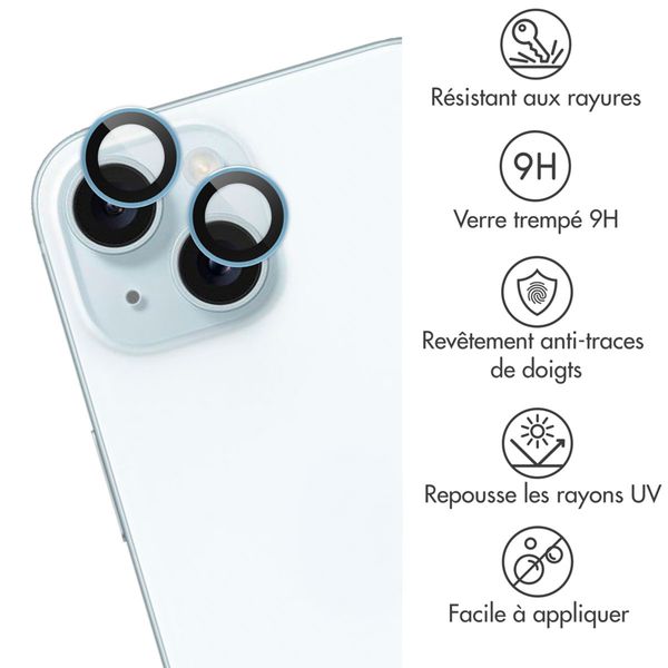 imoshion Lot de 2 protections d'objectif de caméra Apple iPhone 15 / 15 Plus - Blue