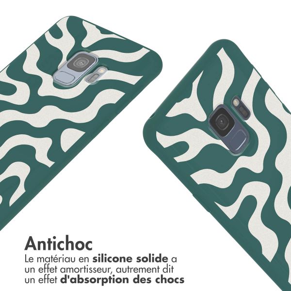 imoshion Coque design en silicone avec cordon Samsung Galaxy S9 - Petrol Green Groovy