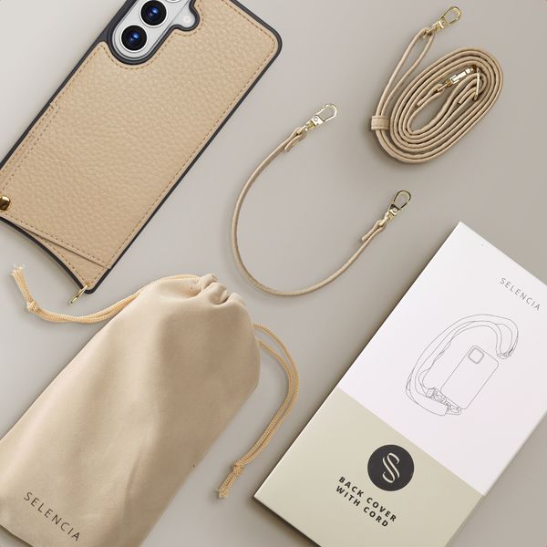 Selencia Coque de télephone Nova avec cordon et porte-cartes Samsung Galaxy S26 Plus - Beige