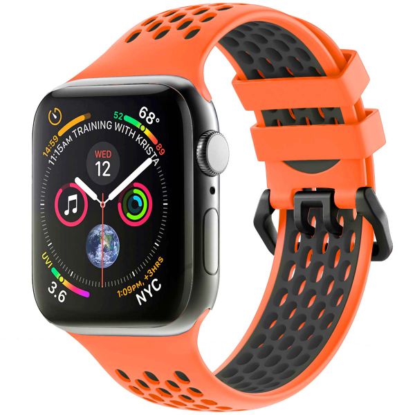 imoshion ﻿Boucle de bracelet de sport en silicone Apple Watch Series 1 á 9 / SE (38/40/41 mm) | Series 10 (42 mm) - Orange / Noir