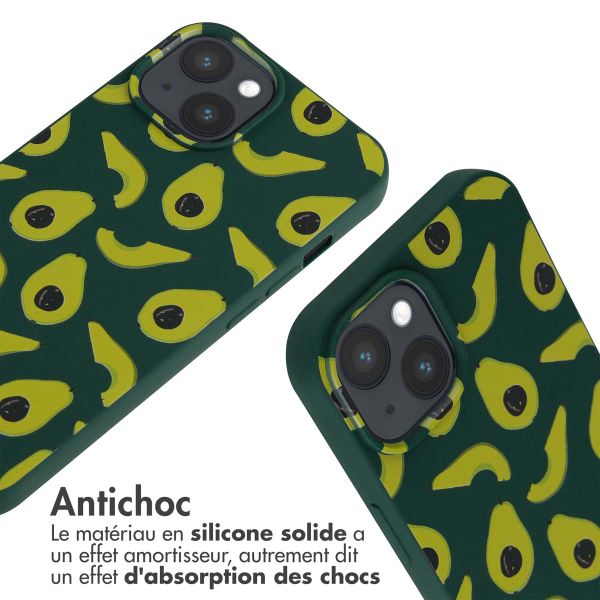 imoshion Coque design en silicone avec cordon Apple iPhone 15 - Avocado Green