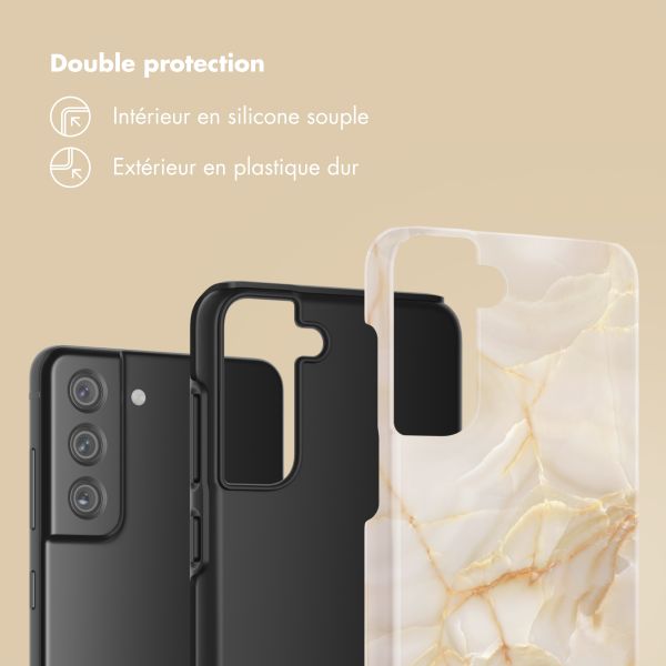 Selencia Coque arrière Vivid Samsung Galaxy S21 FE - Golden Beige Marble