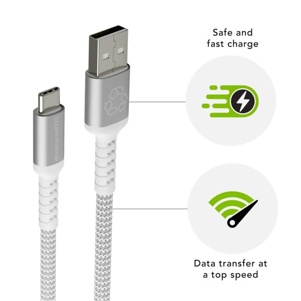 dbramante1928 re-charge - Câble de charge tressé - USB-A vers USB-C - 1,2 mètres - Blanc