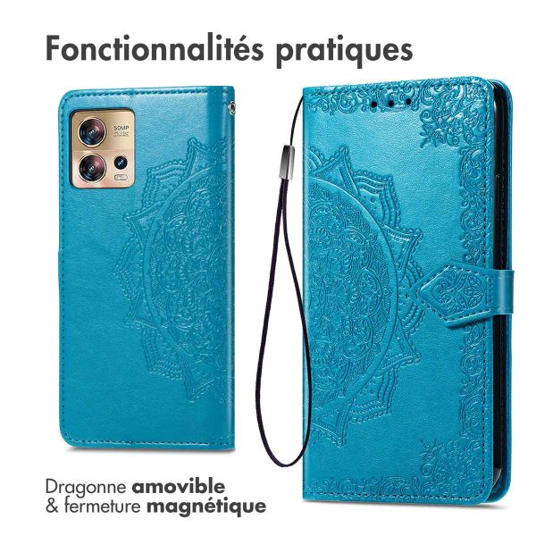 imoshion Etui de téléphone portefeuille Mandala Motorola Edge 30 Fusion - Turquoise