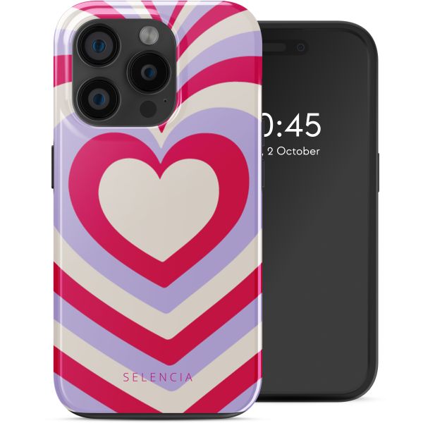 Selencia Coque arrière Vivid Tough avec MagSafe iPhone 15 Pro - Double Hearts Rubine Red Lilac