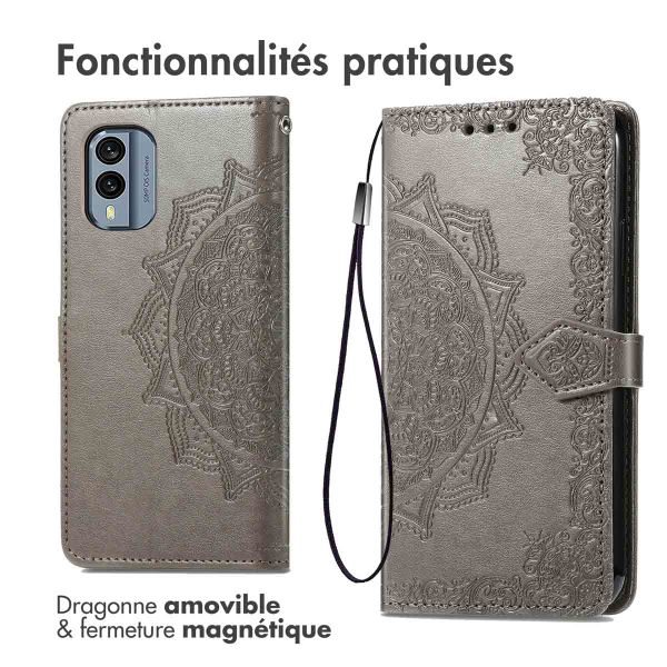 imoshion Etui de téléphone portefeuille Mandala Nokia X30 - Gris