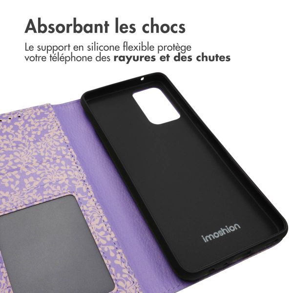 imoshion ﻿Étui de téléphone portefeuille Design Samsung Galaxy A52(s) (5G/4G) - Purple White Flowers