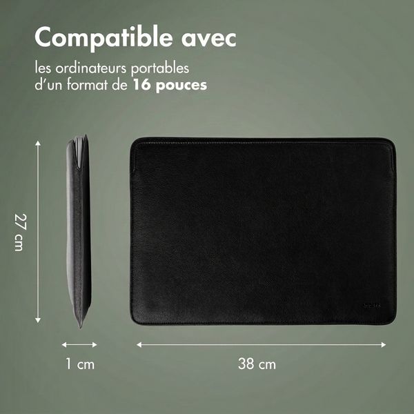 Accezz Leather Pochette ordinateur Apple MacBook 16 pouces - Noir