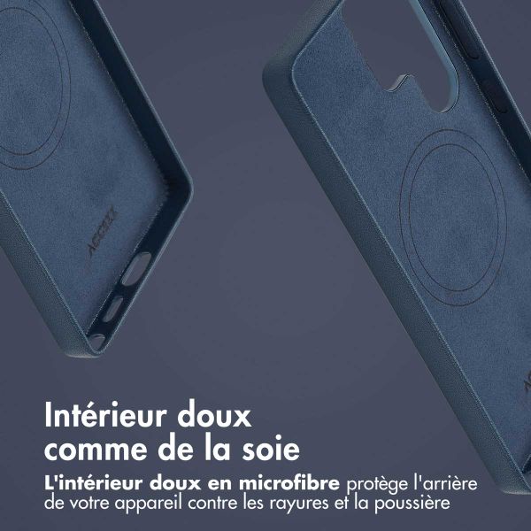 Accezz Coque arrière en cuir avec Magsafe Samsung Galaxy S25 Ultra - Nightfall Blue