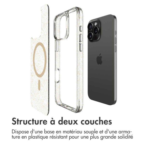 imoshion Coque arrière transparente Pailletée avec MagSafe Apple iPhone 16 Pro - Doré