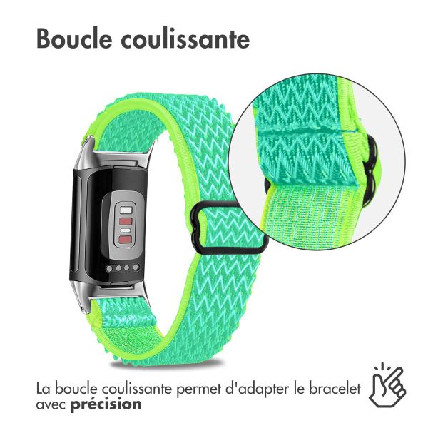 imoshion Bracelet élastique en nylon le Fitbit Charge 5 / Charge 6 - Vert / Jaune