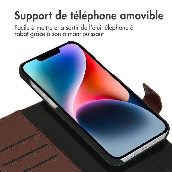 Accezz Étui de téléphone portefeuille en cuir de qualité supérieure 2 en 1 iPhone 14 Plus - Brun