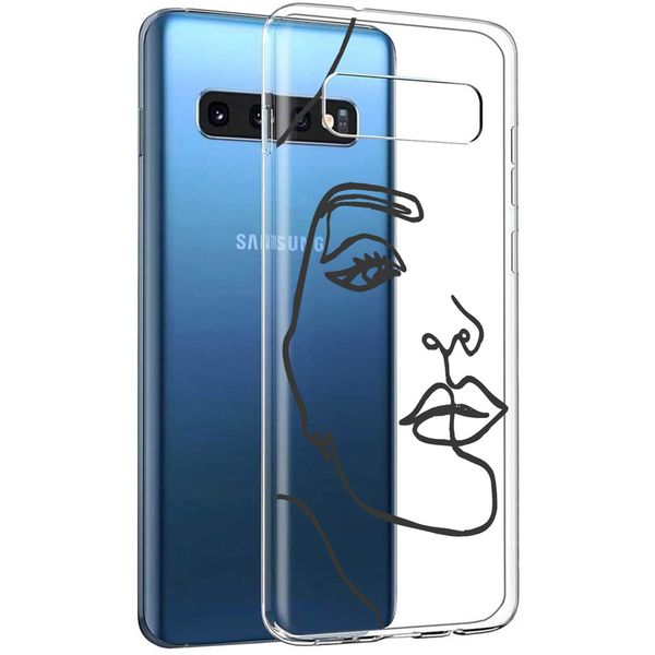 imoshion Coque Design Samsung Galaxy S10 - Visage abstrait - Noir