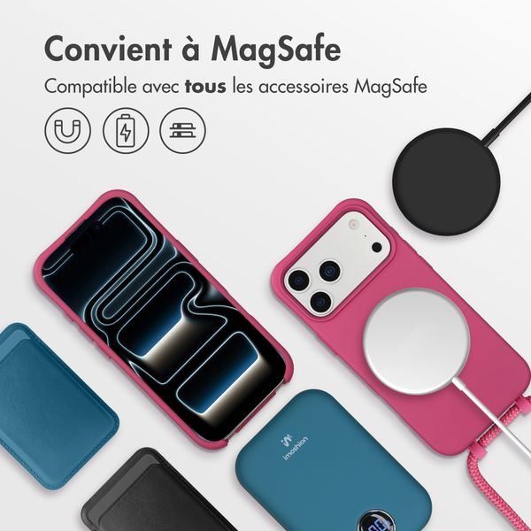 imoshion Coque arrière Color avec cordon amovible et MagSafe Apple iPhone 17 Pro Max - Raspberry