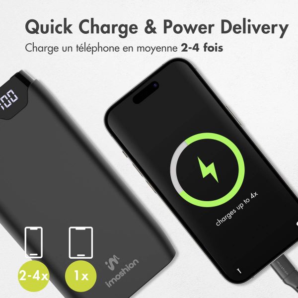 imoshion Batterie externe - 20.000 mAh - Quick Charge et Power Delivery - Noir