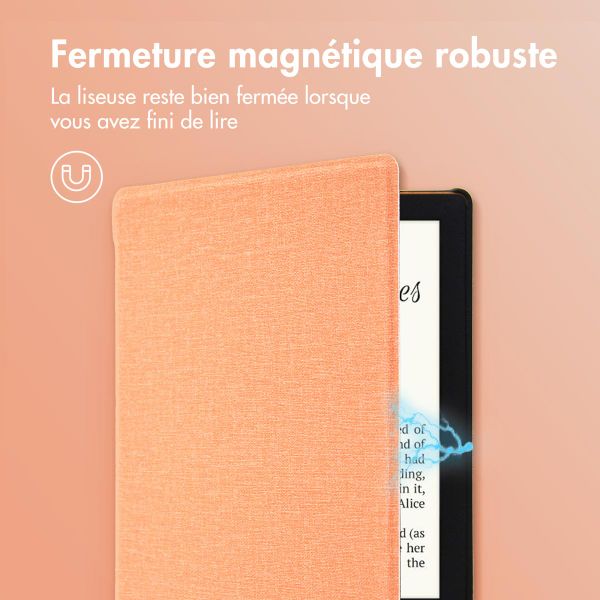 imoshion Étui de liseuse portefeuille Canvas Pocketbook Touch Lux 5 / HD 3 / Basic Lux 4 / Vivlio Lux 5 - Peach
