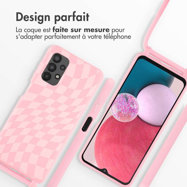 imoshion Coque design en silicone avec cordon Samsung Galaxy A13 (4G) - Retro Pink