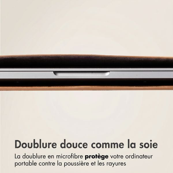 Accezz Leather Pochette ordinateur Apple MacBook 14 pouces - Cognac